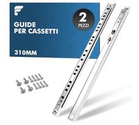Shinfly-Guide per cassetti 310 mm - Set da 2 (1 coppia), guide scorrevoli con cuscinetti a sfera e scanalatura da 17 mm, estensione parziale, con materiale di montaggio