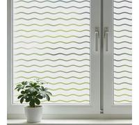 shinfly Pellicola per finestra a strisce ondulate 75 x 200 cm - Pellicola per finestra opaca, pellicola per vetro smerigliato autoadesiva, adesiva staticamente, anti-UV, protezione della vista e