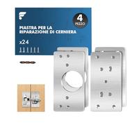 shinfly Piastra di Riparazione per Cerniera, Kit di Riparazione Cerniera Spessoreggiato (4 Pezzi), Acciaio Inossidabile, con 24 Viti - Per Riparare Porte di Armadietti, Armadi e Scaffali