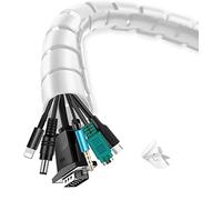 shinfly Raccogli Cavi, 2 X 1,5 m Guaina Cavi, 22mm/28mm Nascondi Cavi Scrivania TV con Attrezzi e Clip di Fissaggio, Copri Cavi per Filo Elettrici di TV/PC, Bianco