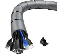 shinfly Raccogli Cavi, 2 X 10 m Guaina Cavi, 22mm/28mm Nascondi Cavi Scrivania TV con Strumento Guida, Copri Cavi per Filo Elettrici di TV/PC, Grigio