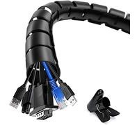 shinfly Raccogli Cavi, 2 X 10 m Guaina Cavi, 22mm Nascondi Cavi Scrivania TV con Attrezzi e Clip di Fissaggio, Copri Cavi per Filo Elettrici di TV/PC, Nero