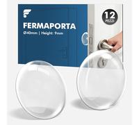 Shinfly - Set di 12 fermaporte murali autoadesivi - 40 x 9 mm - Protezione per pareti - Per camera da letto e cucina - Trasparente