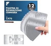 shinfly Set di 12 Piastre di Riparazione per Cerniere, Kit in Acciaio Inossidabile con 72 Viti, per Riparazione di Ante Armadio, Armadi e Scaffali - 9×9 cm