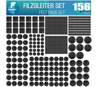shinfly Set di 156 Feltrini Adesivi per Mobili Sedie, Sottosedie Rotondi Quadrati, 3mm di Spessore, Antiscivolo, per Mobili Pesanti, Nero