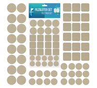 shinfly Set di 60 Feltrini Adesivi per Mobili Sedie, Sottosedie Rotondi Quadrati, 3mm di Spessore, Antiscivolo, per Mobili Pesanti, Beige