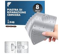 shinfly Set di 8 Piastre di Riparazione per Cerniere, Kit in Acciaio Inossidabile con 48 Viti, per Riparazione di Ante Armadio, Armadi e Scaffali - 9×9 cm
