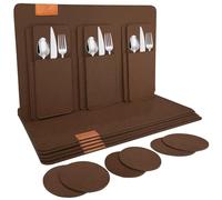 shinfly Tovagliette Americana Lavabili, Set di 18 Tovaglietta (44 x 31cm) Non-scivolose Resistenti al calore, Impermeabile Set Tovagliette - Marrone Scuro
