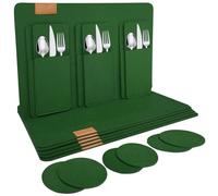 shinfly Tovagliette Americana Lavabili, Set di 18 Tovaglietta (44 x 31cm) Non-scivolose Resistenti al calore, Impermeabile Set Tovagliette - Verde Scuro