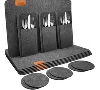 shinfly Tovagliette Americana Lavabili, Set di 18 Tovaglietta Colazione (44 x 31cm) Resistenti al calore, Impermeabile Set Tovagliette - Grigio scuro