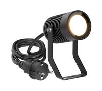 ledscom.de SHINGA faretto da giardino per esterni, IP65, spina, nero, incl. lampada LED GU10 630lm, bianco caldo
