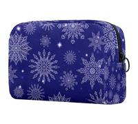 Shining - Beauty case floreale con fiocchi di neve, da donna, per articoli da toeletta da viaggio, grande, pratica borsa organizer con cerniera, Multi, 18.5x7.5x13cm/7.3x3x5.1in, Beauty case