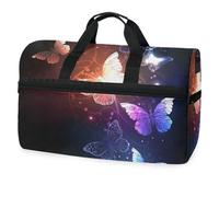 Shining Butterfly Borsone da viaggio per uomini, donne, ragazzi, ragazze, adolescenti, borsa sportiva oversize con scomparto per scarpe durante la notte, fine settimana, yoga, allenamento, borsa da
