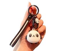 Shining crown Moda Panda portachiavi, auto bambola pendente, simpatico cartone animato orso zaino per coppie, Nero , M