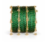 Shining Diva Fashion Set di 16 braccialetti alla moda in vetro e ghungroo del Kashmiri per donne e ragazze, gioielli tradizionali per feste di nozze