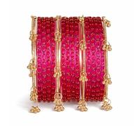 Shining Diva Fashion Set di 16 braccialetti alla moda in vetro e ghungroo del Kashmiri per donne e ragazze, gioielli tradizionali per feste di nozze