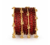Shining Diva Fashion Set di 16 braccialetti alla moda in vetro e ghungroo del Kashmiri per donne e ragazze, gioielli tradizionali per feste di nozze