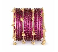 Shining Diva Fashion Set di 16 braccialetti alla moda in vetro e ghungroo del Kashmiri per donne e ragazze, gioielli tradizionali per feste di nozze