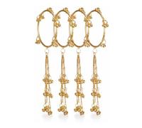 Shining Diva Fashion Set di 4 braccialetti tradizionali ed eleganti ghungroo kashmir per donne e ragazze