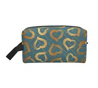 Shining Golden Hearts - Organizer da viaggio per cosmetici, grande capacità, portatile, per donne e ragazze, colore: verde