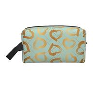 Shining Golden Hearts - Organizer da viaggio per cosmetici, grande capacità, portatile, per donne e ragazze, colore: verde menta