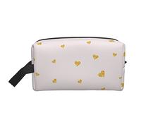 Shining Golden Hearts - Organizer da viaggio per cosmetici, grande capacità, portatile, per donne e ragazze, viola e bianco