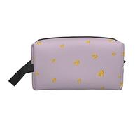 Shining Golden Hearts - Organizer da viaggio per cosmetici, grande capacità, portatile, per donne e ragazze, viola chiaro