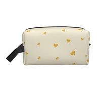 Shining Golden Hearts - Organizer da viaggio per cosmetici, grande capacità, portatile, per donne e ragazze