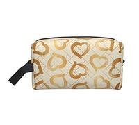 Shining Golden Hearts - Organizer da viaggio per cosmetici, grande capacità, portatile, per donne e ragazze