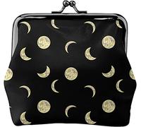 Shining Moons On The Dark - Portamonete da donna in pelle, piccolo portamonete con chiusura a lucchetto a bacio, regalo per ragazza, Come nella foto, Taglia unica, Organizer per borse