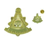 Shining Past Master Gold Auto Emblema bavero Pin massonico Combo Pack