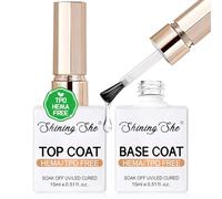 Shining She Base e Top Coat Semipermanente TPO-Free HEMA-Free, Smalti per Unghie in Gel UV LED Base Semipermanente Unghie per Principianti Manicure DIY in casa, 2x15ML