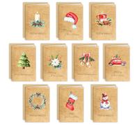 Shining She Set di 20 biglietti di Natale con busta, formato A6, biglietti di Natale con scritta "Frohe Weihnachten Merry Christmas Karten Xmas Aquarell Natale" per amici e familiari