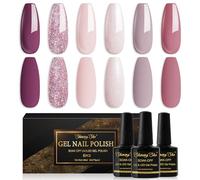 Shining She Smalto Semipermanente Unghie,6 Colori Marrone Rosso Viola Glitter Viola Scuro Rosa Smalti Semipermanenti per Unghie,Soak-Off UV/LED Smalto Unghie Regali Nail Art per Donne,8ML