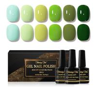 Shining She Smalto Semipermanente Unghie,6 Colori Verde Tenue Verde Erba verde Menta Smalti Semipermanenti per Unghie Soak-Off UV/LED Smalto Gel per Principiante Nail Art Salone,8ML