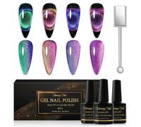 Shining She Smalto Semipermanente Unghie Magnetico 4 Colori Rosa Verde Viola Blu