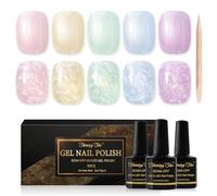 Shining She Smalto Semipermanente Unghie Perlato,5 Colori Rosa Blu Verde Viola Giallo Pastello Smalti Semipermanenti per Unghie Soak-Off UV/LED Smalto Gel per Estate Nail Art Salone,8ML