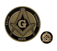 Shining Square & Compass Auto Emblem Lapel Pin Massonic Combo Pack