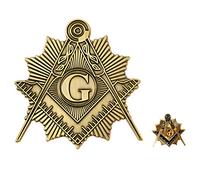 Shining Square & Compass Auto Emblem Lapel Pin Massonic Combo Pack