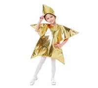 Shining Star Costume, Gold With Tabard, Suitable for all Ages up to 8 Years, Christmas Children's Fancy Dress, Xmas Dress Up Costumes