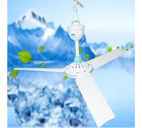 ShiningLove Ventilatore da soffitto DC 12 V, diametro 19,7", lunghezza lama 7,87", ventilatori da campeggio per tenda, camper, gazebo, casa, ventilatore da campeggio (bianco blu)