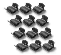 ShiningUU - 12 fermagli per capelli in plastica resistente al calore, per bigodini, clip per asciugare i capelli e clip riscaldate per salone e styling domestico (nero)