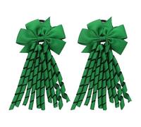 ShiningUU - Confezione da 2 elastici per capelli verdi con fiocco, per ragazze e adolescenti, con fiocco a spirale, accessori per capelli per la scuola, elastici per capelli con fiocco, per