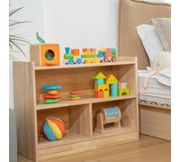 SHINITOY Armadietto Montessori da 91,4 cm per giocattoli in legno massello con 3 ripiani per armadietti per bambini, librerie organizer per aule - libreria per bambini e neonati