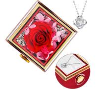 Shinkuro Rosa Eterna Stabilizzata Idee Regalo Donna, Idea Regalo per Lei, Vera Rosa Eterna con Collana, Confezione Regalo per la Festa della Mamma, Compleanno, Anniversario, Regalo per Mamma Fidanzata