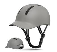 Shinmax Casco da Bici con Visiera Uomo Donna, Leggero e Traspirante, Regolabile, Casco da bicicletta per Ciclismo Urbano, Trekking, Commuting e Monopattino Elettrico (Grigio, L:55-60cm)
