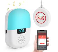 Shinmax Pulsante di Chiamata di Emergenza per Anziani Tuya WiFi Smart SOS Allarme Cercapersone per Anziani Allarmi Musicali e Luminosi Salvavita Anziani Pulsante Impermeabile Facile da Usare