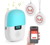 Shinmax Pulsante di Chiamata di Emergenza per Anziani Tuya WiFi Smart SOS Allarme Cercapersone per Anziani Allarmi Musicali e Luminosi Salvavita Anziani Pulsante Impermeabile Facile da Usare