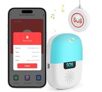 Shinmax Salvavita Anziani Cercapersone per Anziani Tuya WiFi Smart SOS Allarme Pulsante di Chiamata Wireless Emergenza per Pazienti Anziani Disabili Donne Incinte (1 Trasmettitore + 1 Ricevitori)