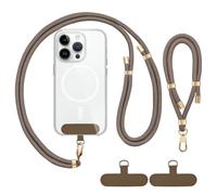 ShinningCare Cordino per telefono, 2 pezzi, tracolla regolabile per telefono + cinturino da polso per telefono, 6 mm, antifurto, compatibile con la maggior parte dei telefoni cellulari, unisex, oro